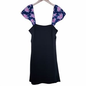 Revolve Pencey Silk Little Black Dress Floral Size 6 Small